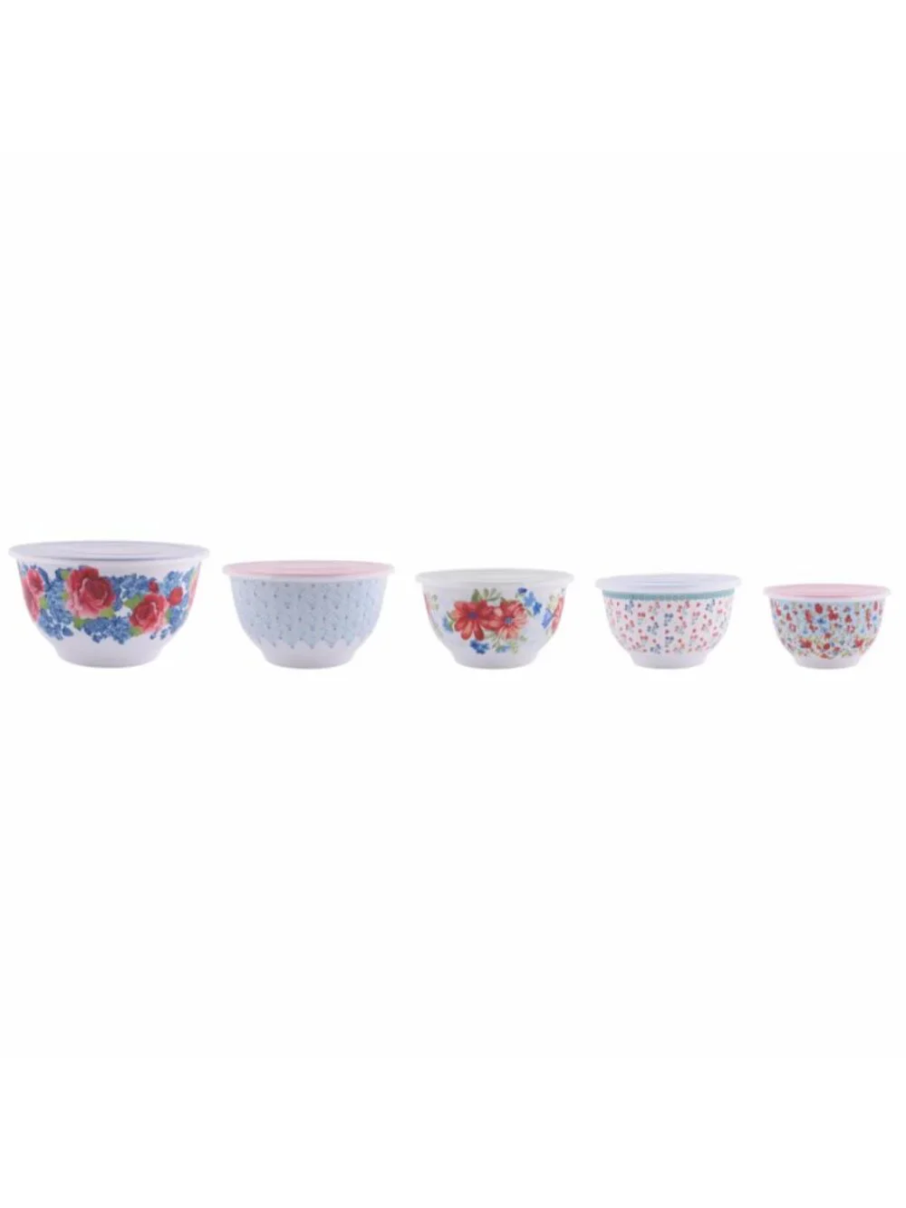 The Woman Pioneer Home Heritage Floral lids 10-Piece Melamine Mixing Bowl Set